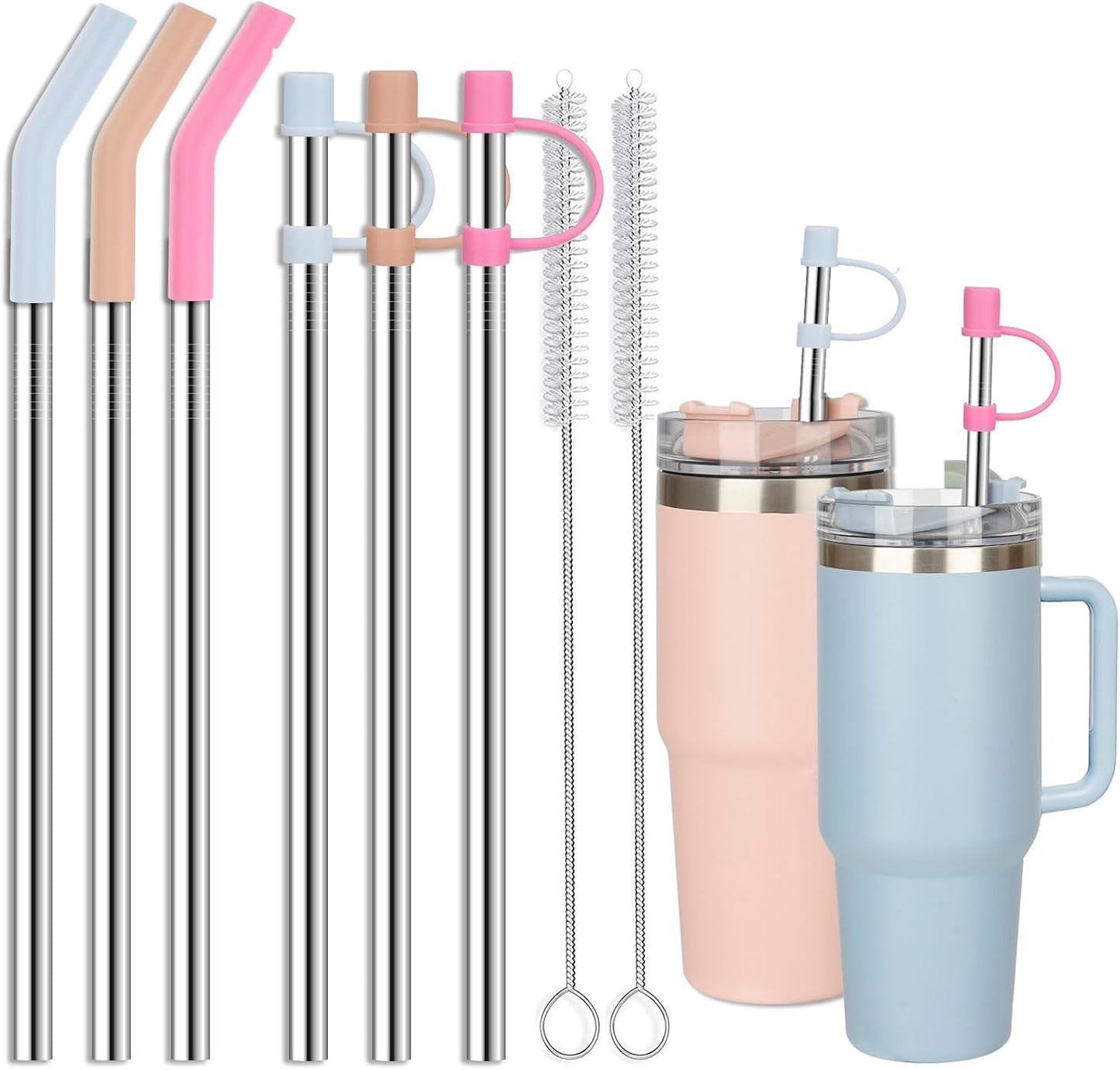 Jetstop 8.5" Stainless Steel Straws with Covers fit Stanley 14/20oz tumbler