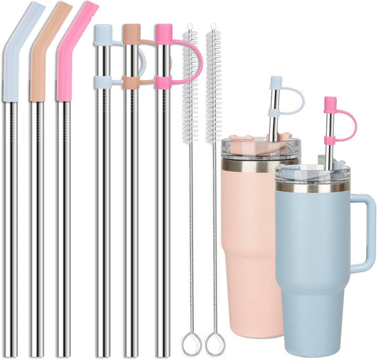 Jetstop 8.5" Stainless Steel Straws with Covers fit Stanley 14/20oz tumbler