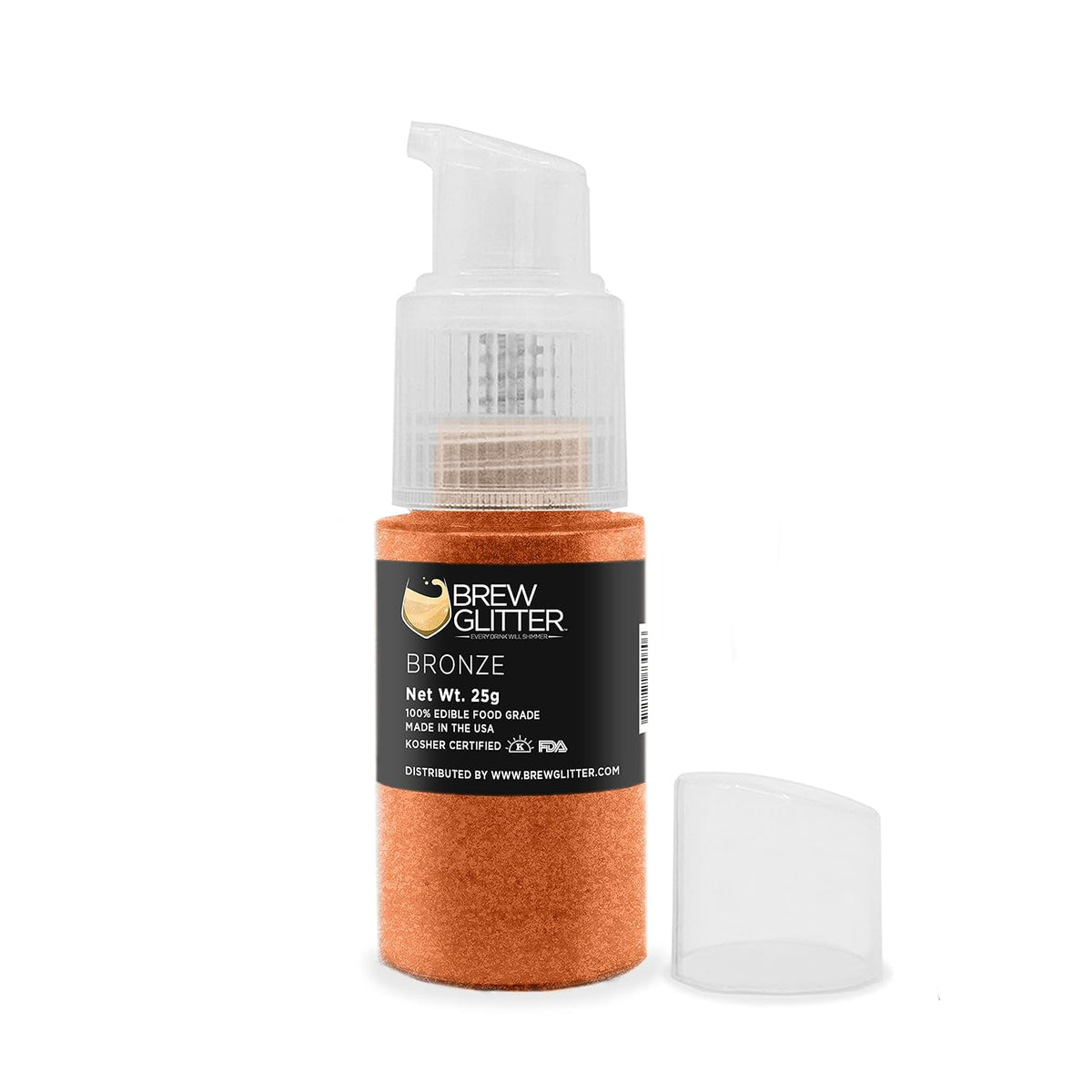 Brew Glitter Edible Drink Glitter Pump 1x 25g for Cocktails, Beer, &amp; Beverages (Bronze)
