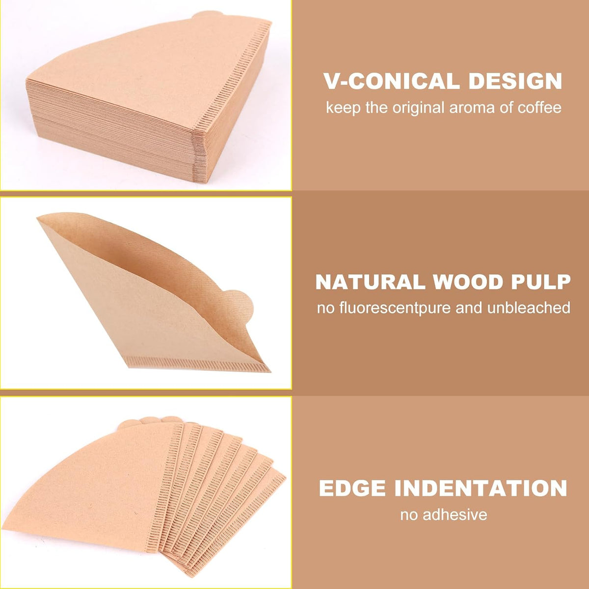 ZHIYE 100PCS Coffee Filter, Disposable Unbleached Cone Filter Papers Size 01 for Coffee Dripper &amp; Pour Over Coffee Maker, 1-2 Cups