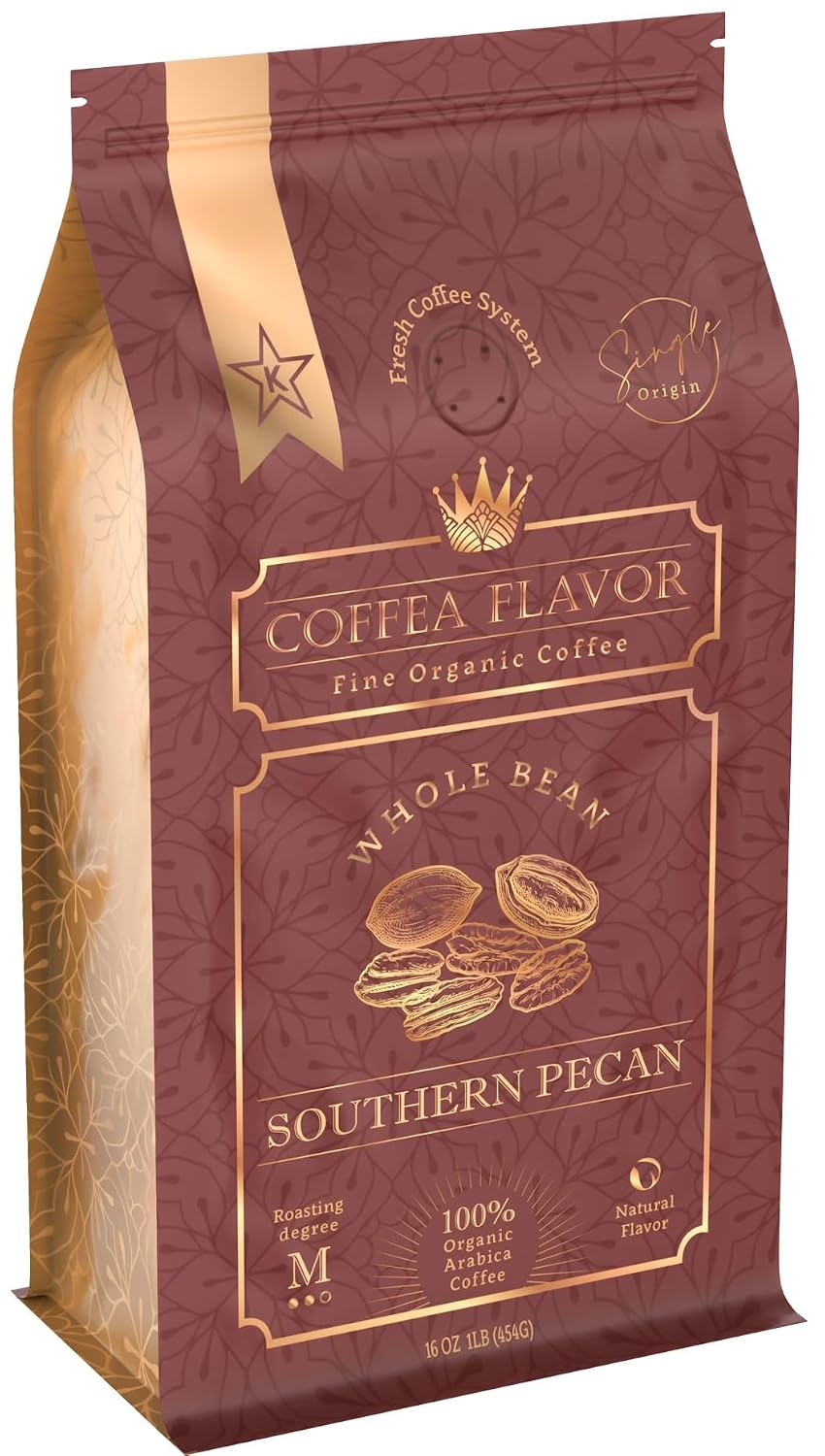 Organic Whole Bean Coffee Medium Roast (16oz) - Southern Pecan Flavored