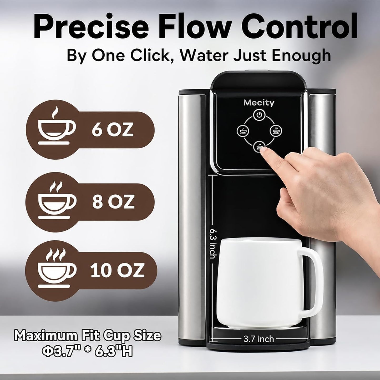 Mecity Coffee Maker 3 in 1 Single Serve Coffee Machine, Compatible with K cup Capsules, Instant Coffee Pot, Tea maker, 6,8,10 Oz Cup, Removable 50 Oz Water Reservoir, 120V 1150W