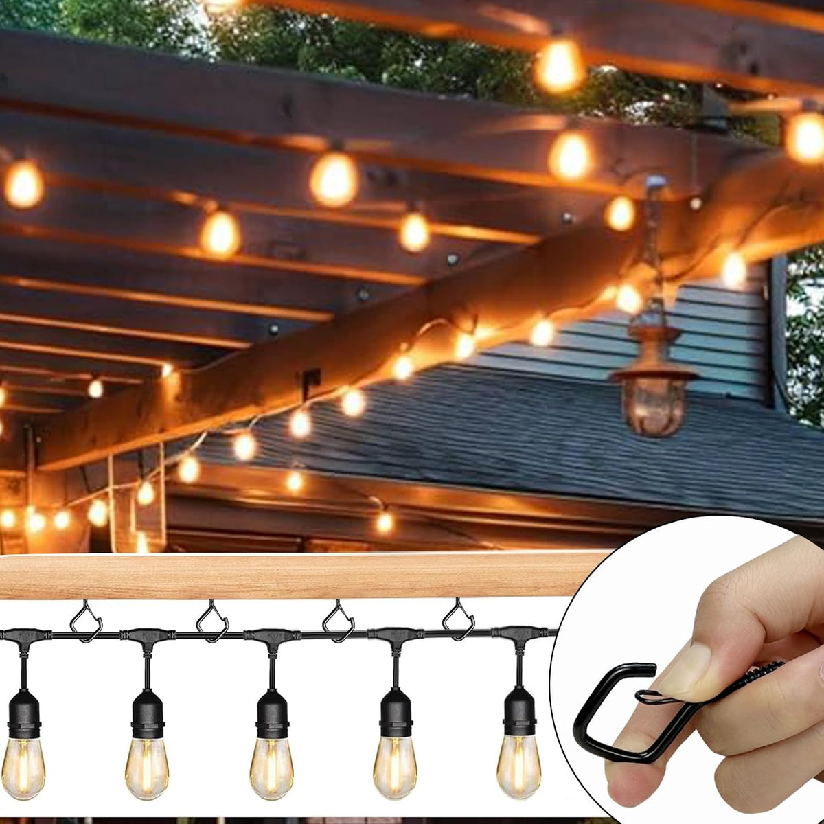 35 PCS Eye Screw Hooks for Hanging Heavy Duty with Safety Buckle.Metal Ceiling Hooks for Hanging Plants,Cup,Wind Chime,Bird Feeders,Christmas String Lights at Indoor&amp;Outdoor,2.36 Inches Black