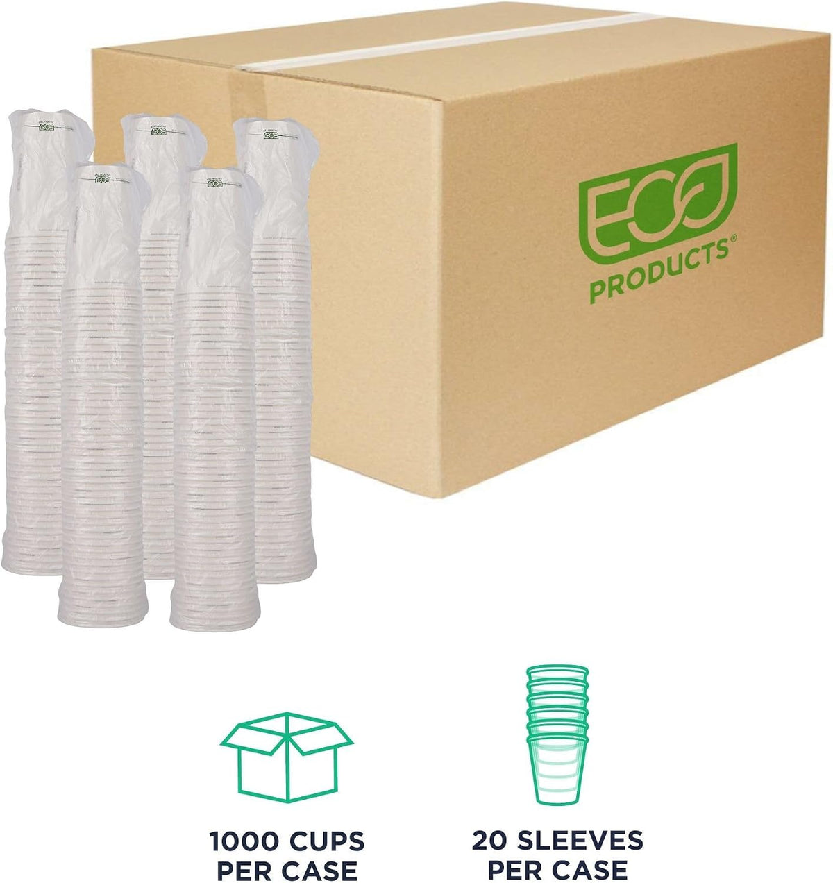 ECO PRODUCTS GreenStripe Disposable Paper Hot Cups, 16 oz, 1000 Count