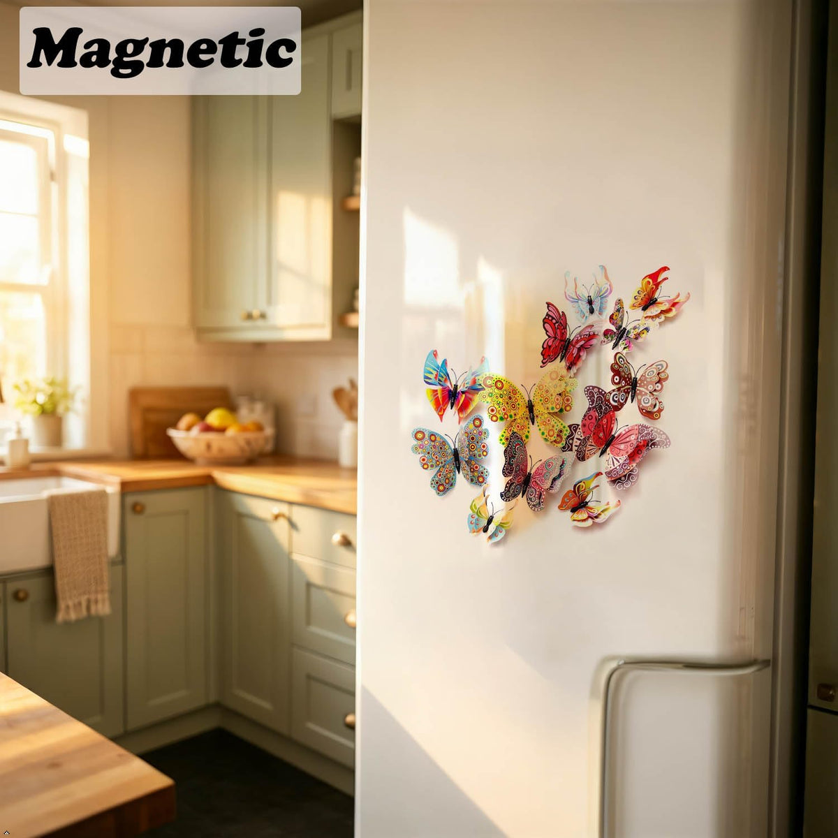 OPSEAM 3D Butterfly Wall Decor Butterfly Decorations Stickers with Magnets
