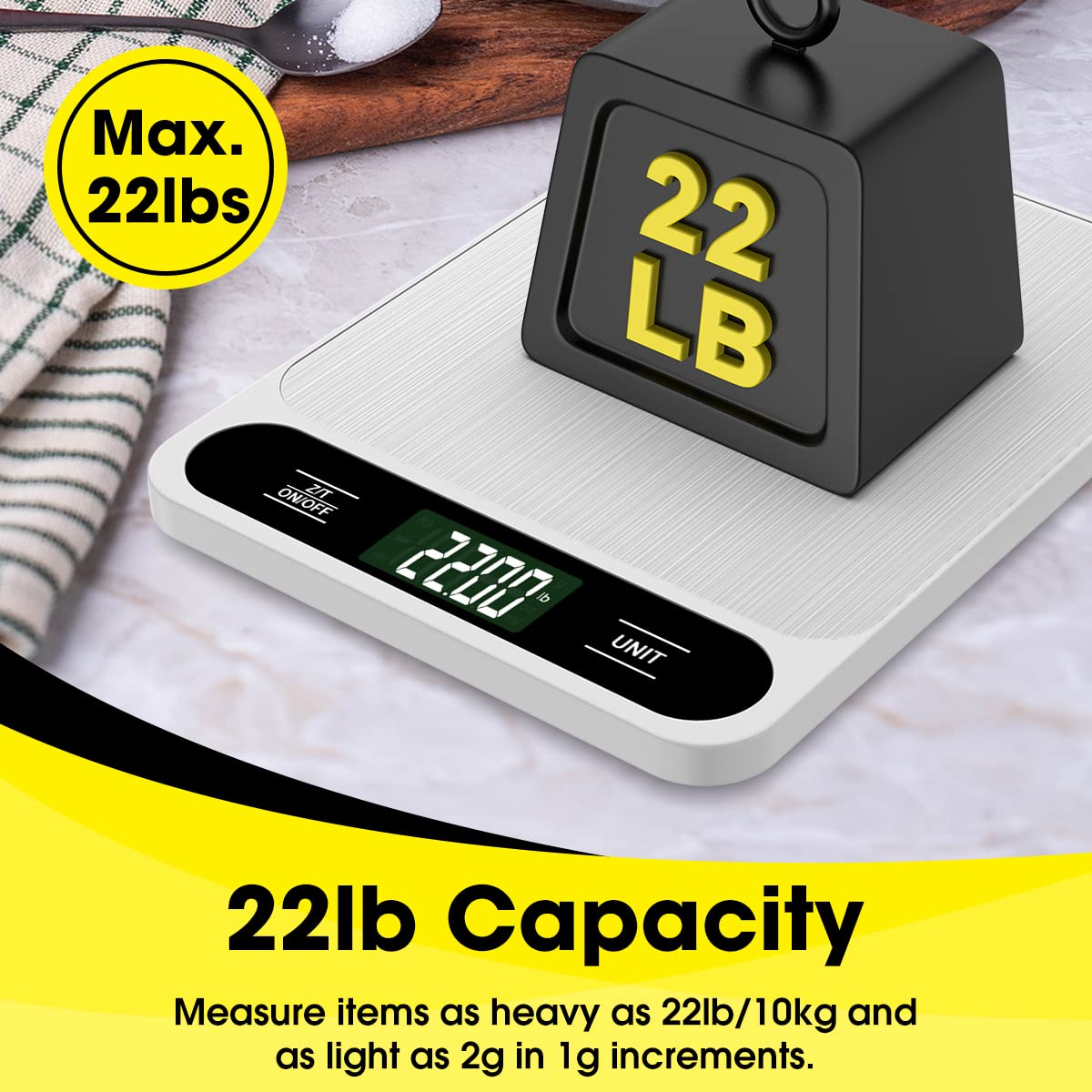 Mik-Nana Food Scale White, 22lb/10kg Digital Kitchen Scale Grams and Ounces