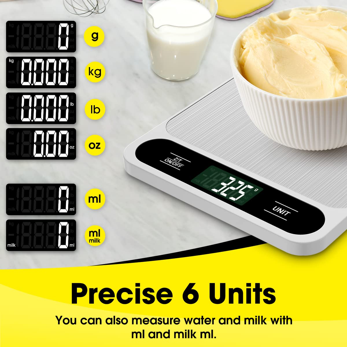 Mik-Nana Food Scale White, 22lb/10kg Digital Kitchen Scale Grams and Ounces