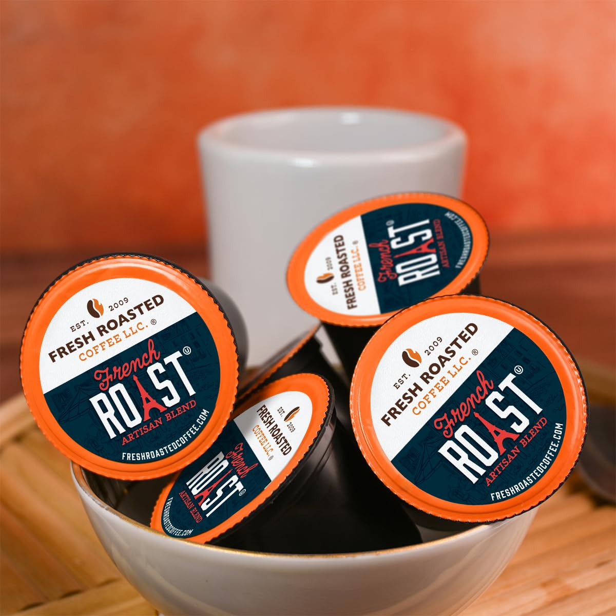 Fresh Roasted Coffee, French Roast, Dark K-Cup Pods for Keurig Brewers, Dark Roast, Kosher, 24 Count (Pack of 1)