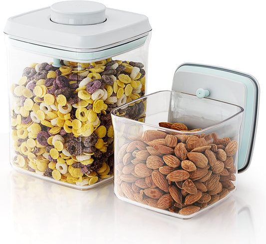 Pop Airtight Food Containers - Set of 2 Kitchen Storage Containers with Lids, Ideal for Cereal and Pantry Storage - Includes