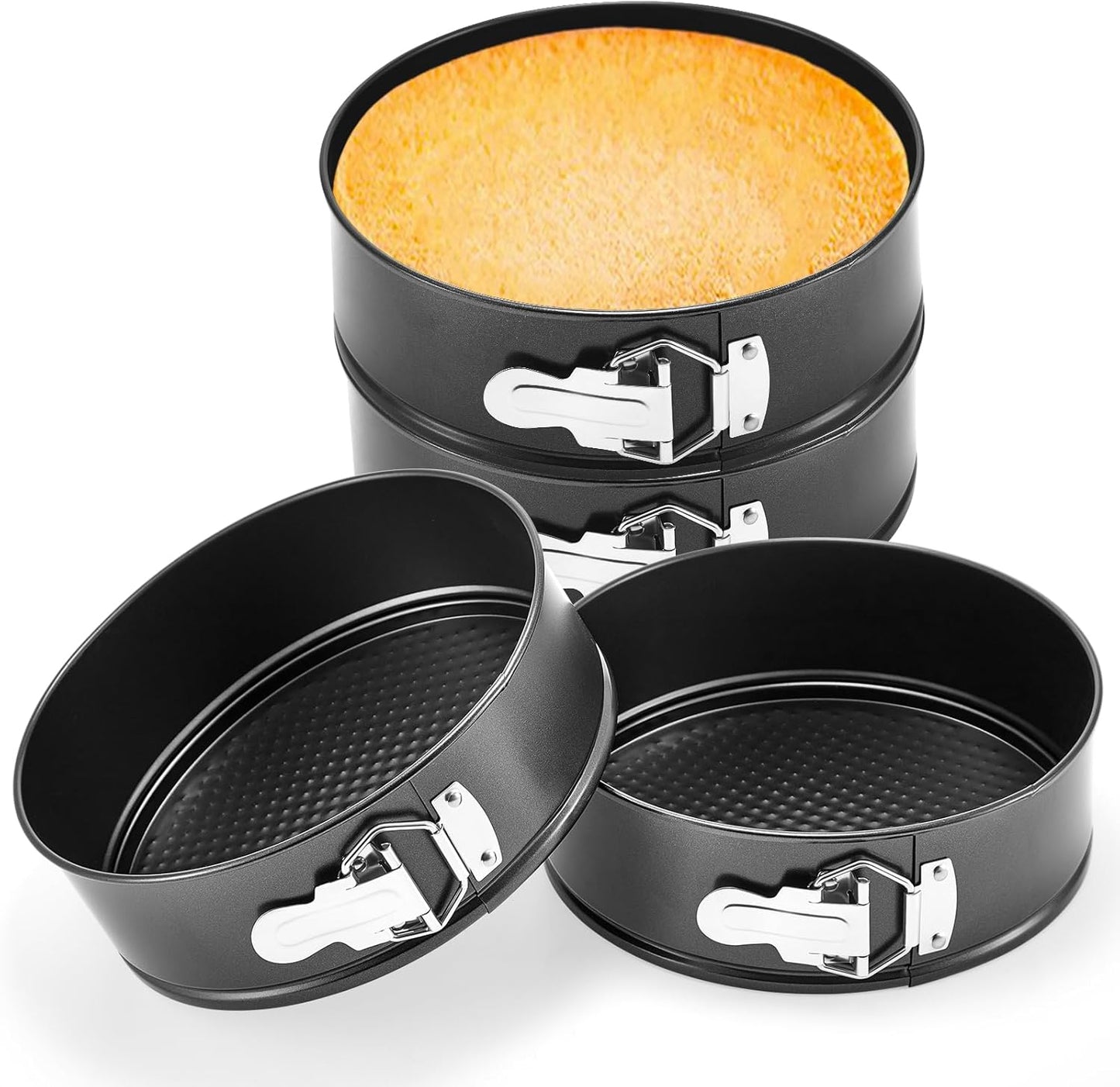 4 Pcs 8 Inch Non Stick Springform Pan with Removable Bottom Carbon Steel Cheesecake Pan Round Spring
