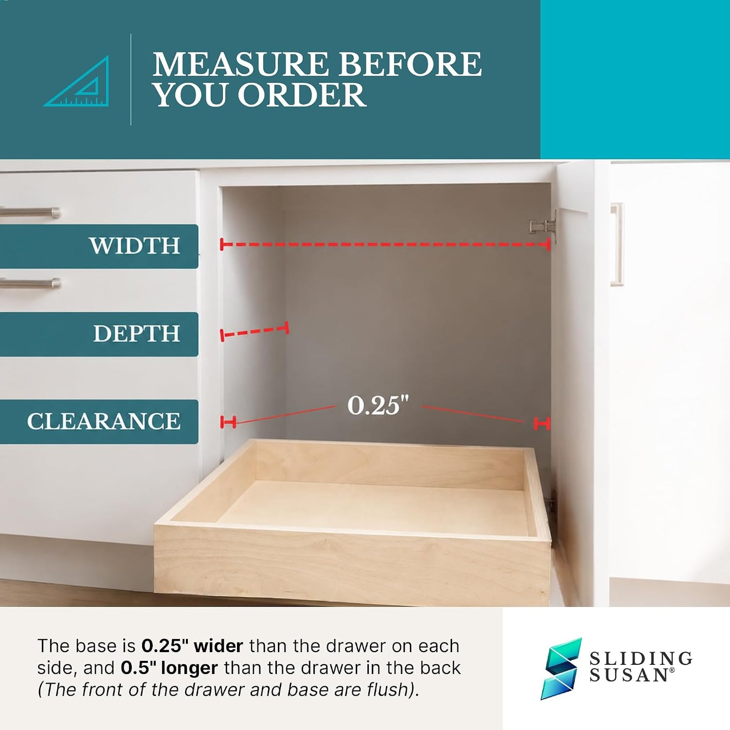 SlidingSusan Baltic Birch Pull-Out Cabinet Drawer Organizer 12" W x 18" D