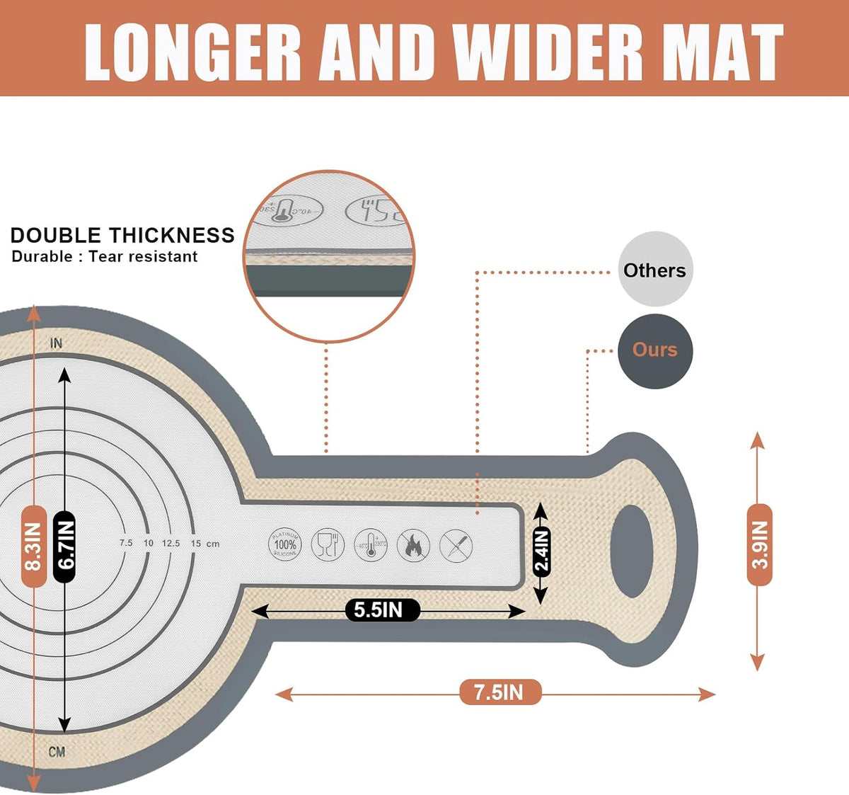 Silicone Bread Sling, 2 Pcs Silicone Baking Sling with Longer Handles, Non-Stick &amp; Easy Clean Dutch Oven Baking Mat to Transfer SourDough Easily, Reusable Bread Mat Set