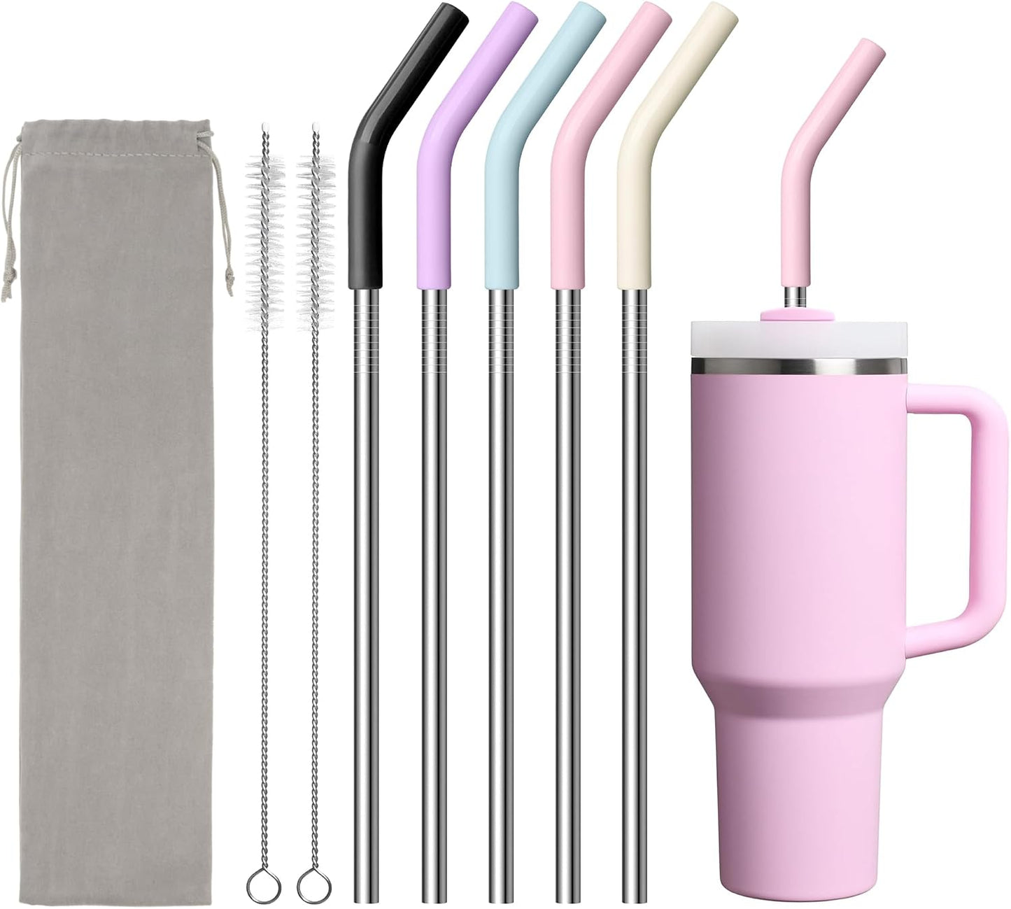 12.2" Metal Long Straw for Stanley 40 oz Cup, Reusable Straight Straw