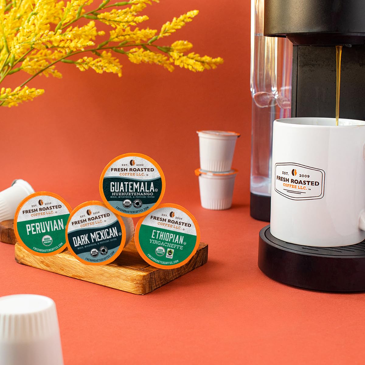 Fresh Roasted Coffee, Organic Mold &amp; Mycotoxin Tested Variety Pack K-Cup Pods for Keurig Brewers, Medium Roast, USDA Organic, Kosher, 96 Count Loose Pack
