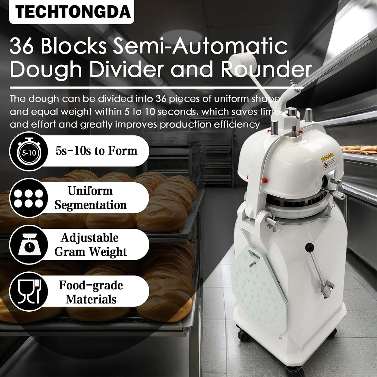 Dough Divider Rounder 36pcs Dough Ball Cutter Pizza Roll Ball Forming Machine Electric Dough Cutting and Rounding Machine for Hamburger Bread Pizza Bakery 0.7og-2.5oz