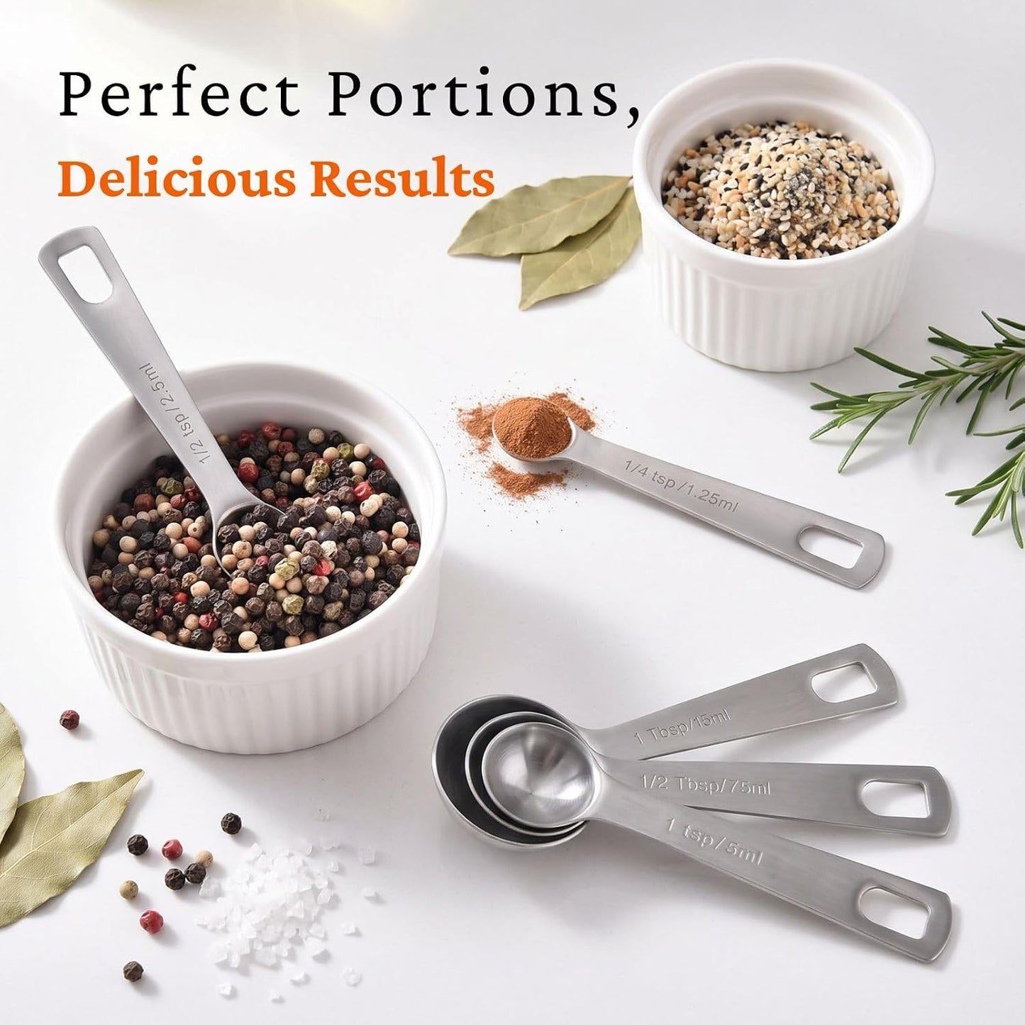 16PCS Stainless Steel Measuring Cups &amp; Spoons Set, Nesting Cups with Silicone Handles, 5 Metal Measuring Cups, 6 Round Spoons and 5 Mini Spoons for Cooking &amp; Baking
