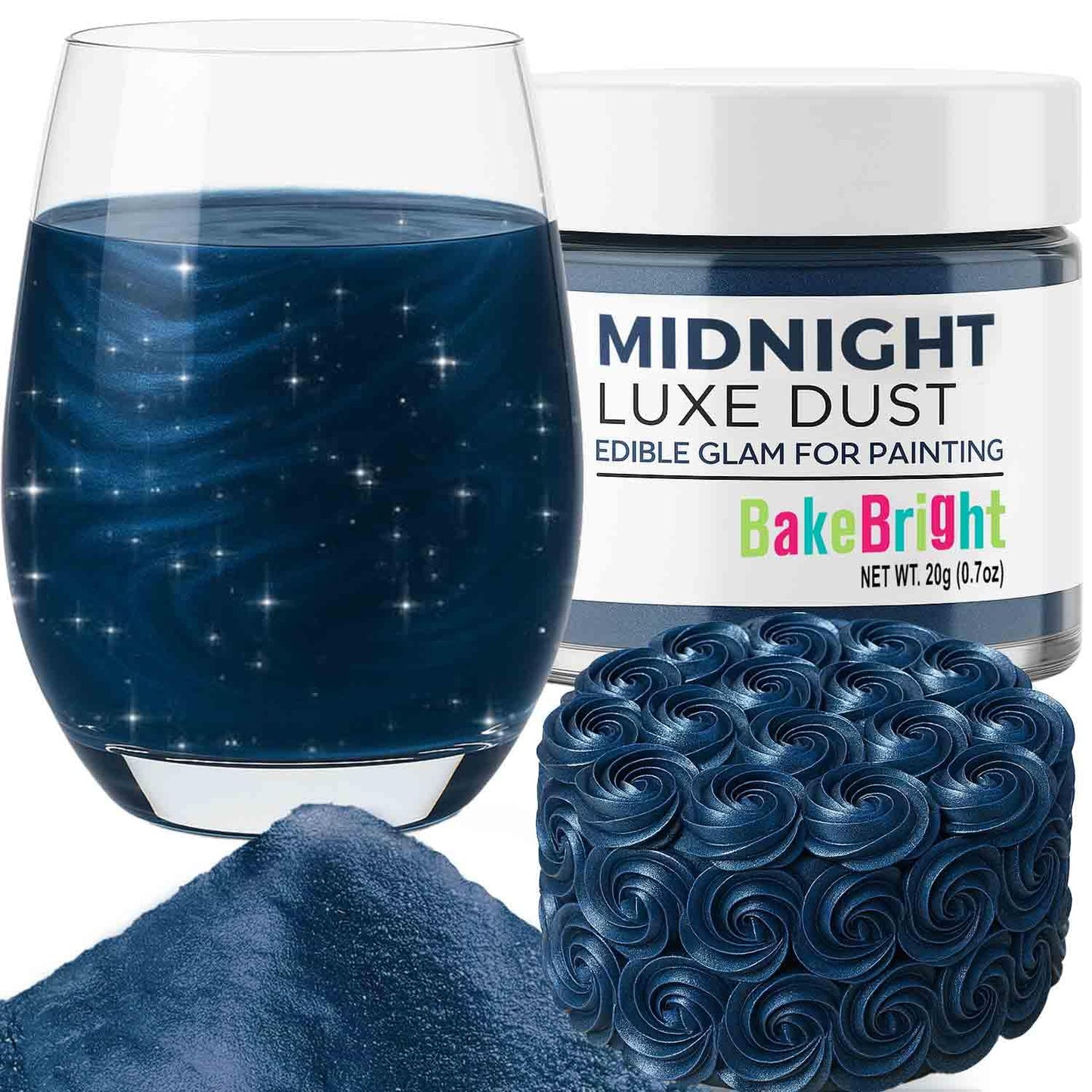 Bulk (20g) Navy Blue Luster Dust Edible Glitter for Cocktails | Premium Edible Navy Blue Luster Dust