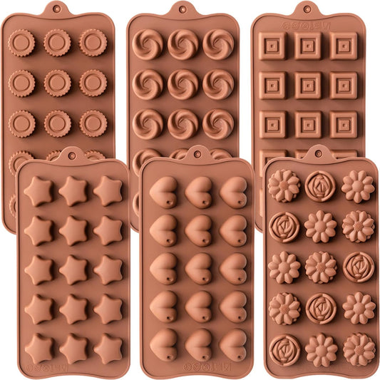 6 Pack Silicone Chocolate Candy Molds, Baking Molds