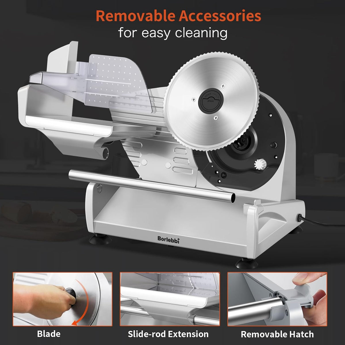 Meat Slicer Machine for Home, 200W Food Slicer with Two 7.5" Blades