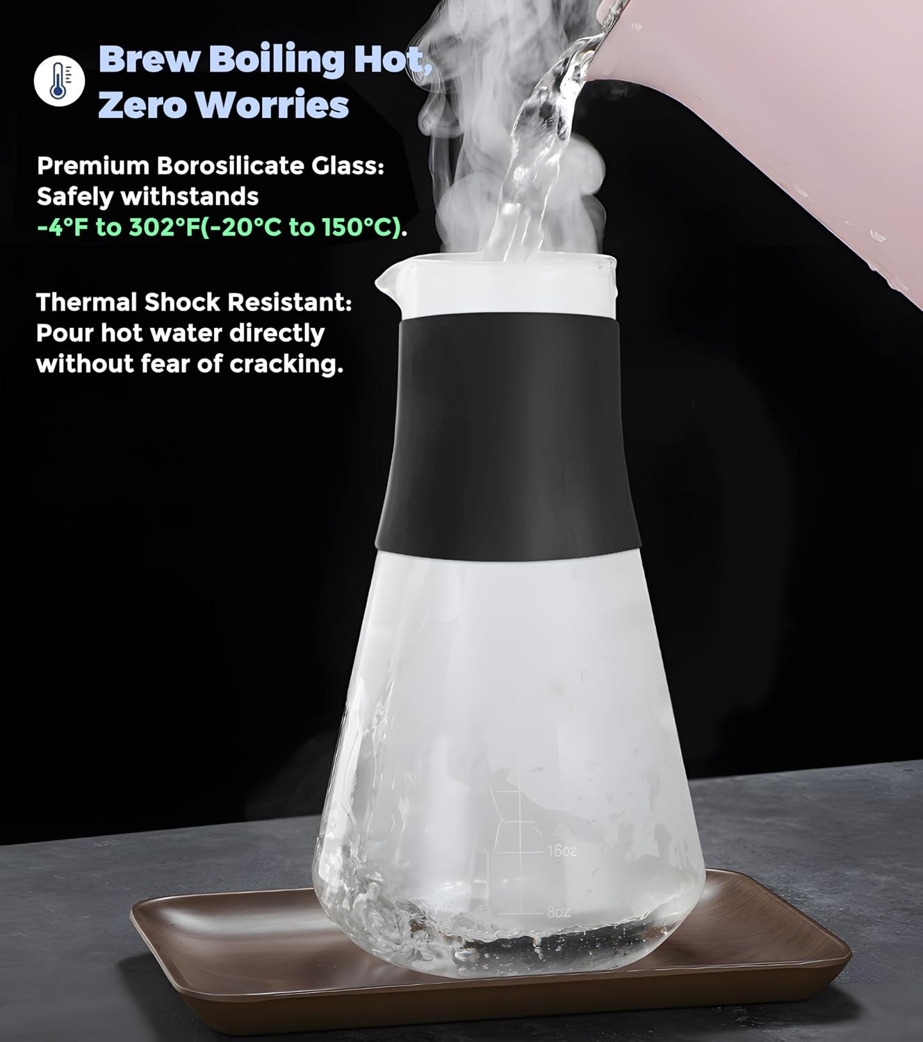 AGOGO 54oz Glass Coffee Maker &amp; Pitcher for Iced Tea &amp; Fruit Infusions | Thermal-resistant borosilicate, removable metal filter, and anti-scald grip for family breakfasts, office sharing, or gifts