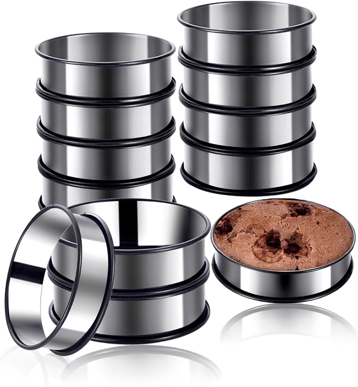 12Pieces Crumpet Rings Nonstick English Muffin Rings, 3.15 Inch Stainless Steel Double Rolled Metal Baking Tart Ring Molds for cookies, pastries