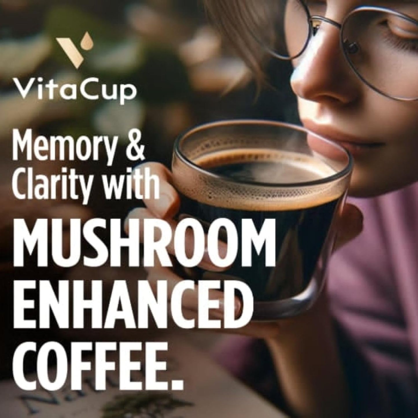 VitaCup Mushroom Medium Roast Coffee Pods, with Lions Mane, 32ct