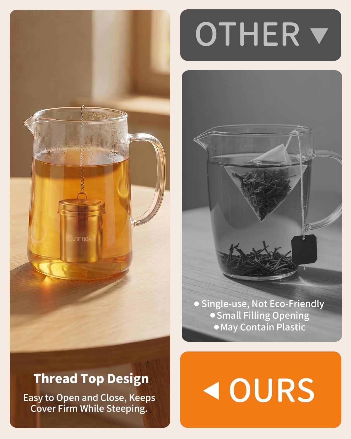 HOUSE AGAIN Large Tea Infuser with Scoop