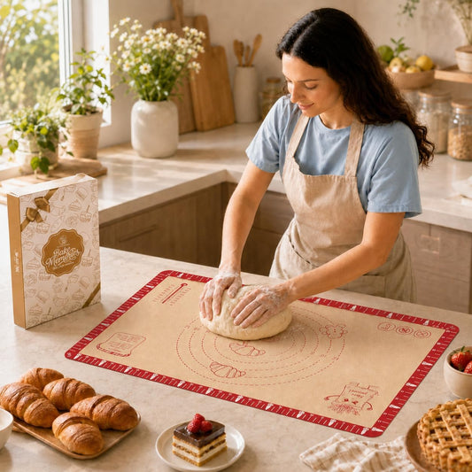 Extra Thick Silicone Baking Mat with Recipes - 26x16 inch Non Stick Pastry Mat with Measurements for Sourdough