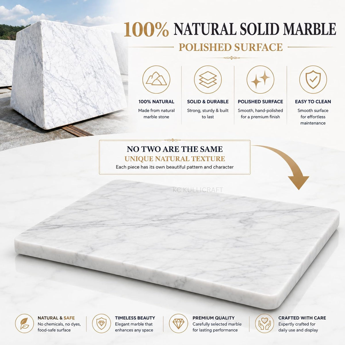 8×12 Inches White Marble Cheese &amp; Charcuterie Board | Natural Marble, Non-Slip Feet, Cutting Board &amp; Pastry Slab, Premium Stone Kitchen Tray