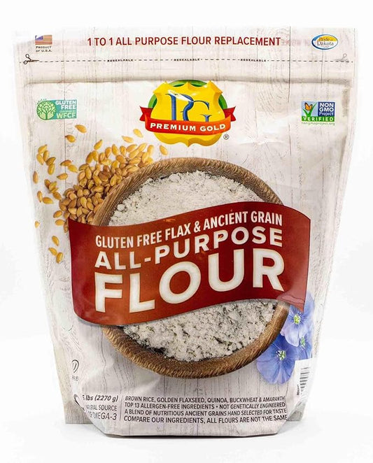 Premium Gold Gluten Free All Purpose Flour, 5 Pound, Gluten-Free, Non-GMO, Kosher, High In Fiber, Source of Omega-3,