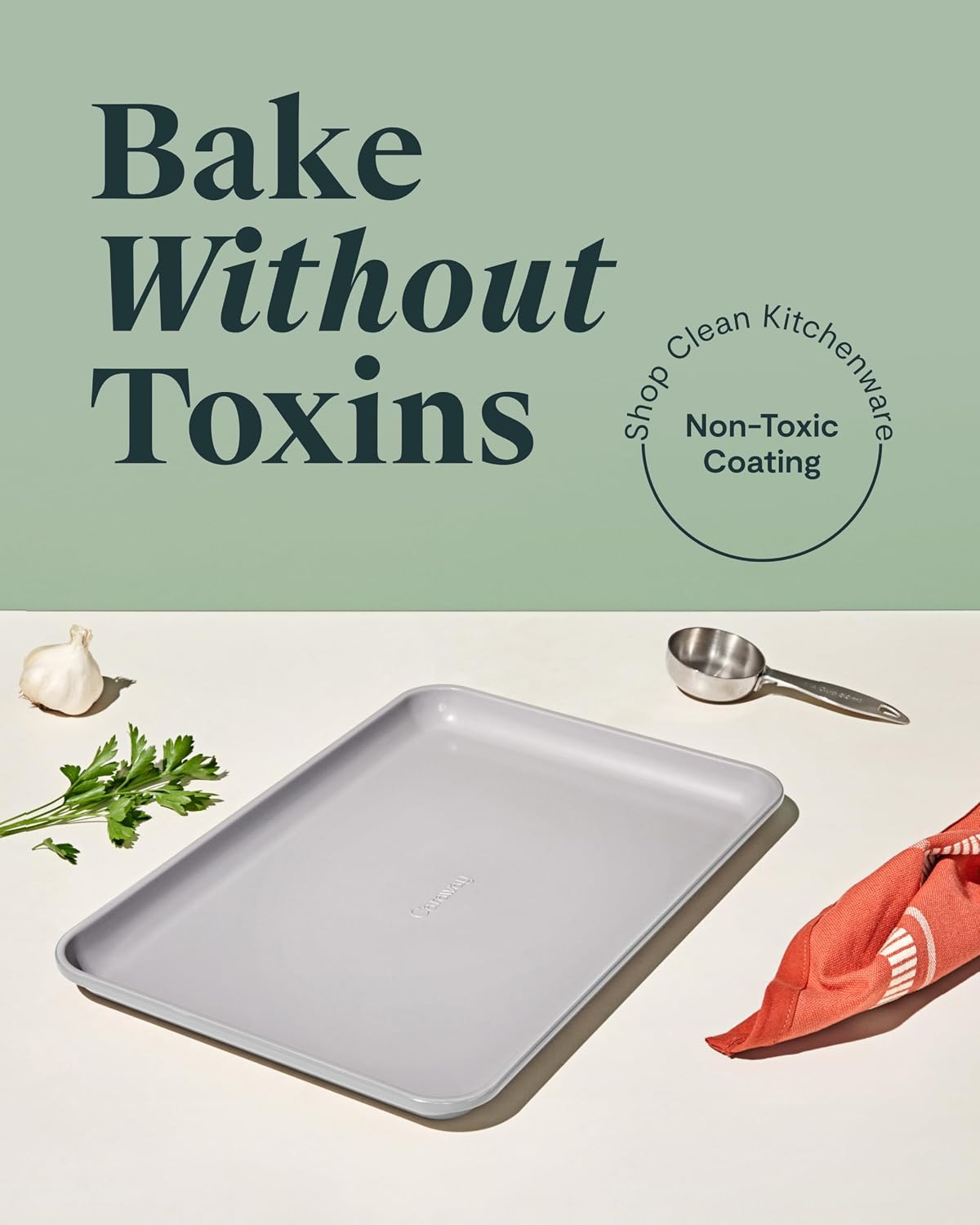 Caraway Non-Stick Ceramic Medium Baking Sheet Duo | Naturally Slick Ceramic Coating, Non-Toxic, PTFE and PFOA Free, Perfect for Baking, Roasting, and More, (15" x 10"), Gray