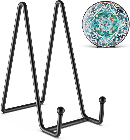 3 Pack 6 Inch Plate Stands for Display Picture - Vinyl Table Top Display, Decorative Metal Frame Holders for Book , Photo