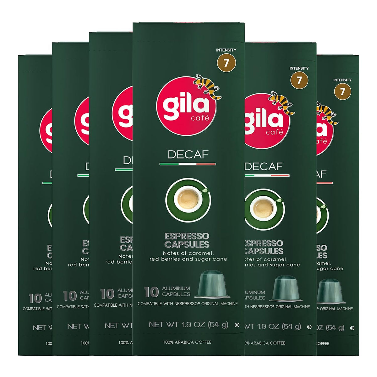 gila cafe Decaf Coffee Capsules, Nespresso Machine Line, Dark Roast, 60ct