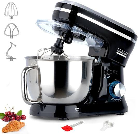 Household Stand Mixer with 6.5 Quart Bowl, Electric Food Mixer 10+p Speeds 660W, Kitchen Tilt-Head Bread Dough and Cake