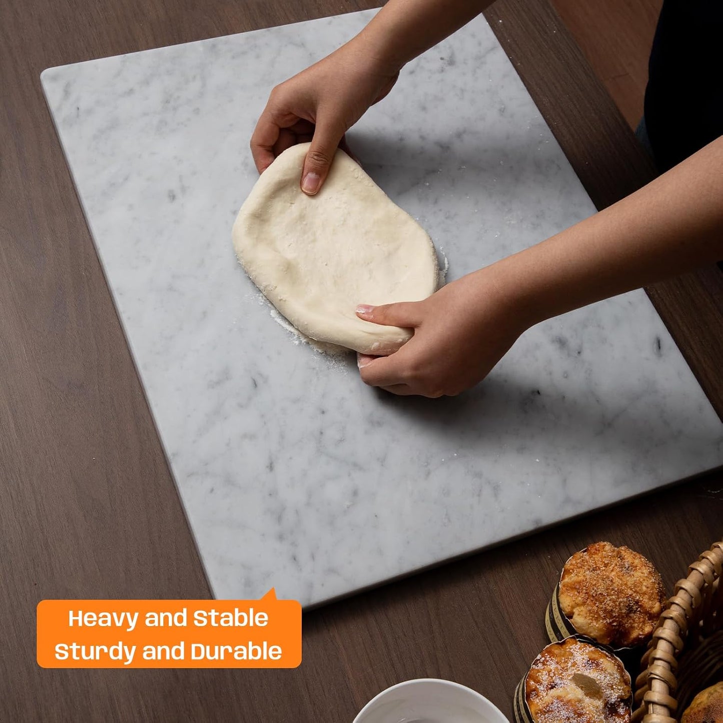 Carrara White Marble Cutting Board, 16×20 Inch Marble Pastry Board