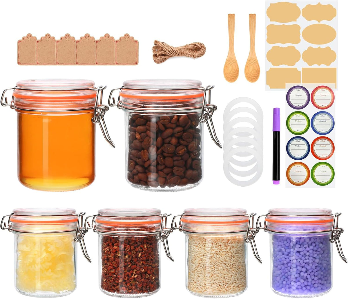 8 oz Glass Jars with Lids, 6 Pack Small Glass Jars with Airtight Lid