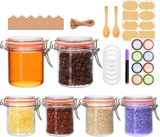 8 oz Glass Jars with Lids, 6 Pack Small Glass Jars with Airtight Lid
