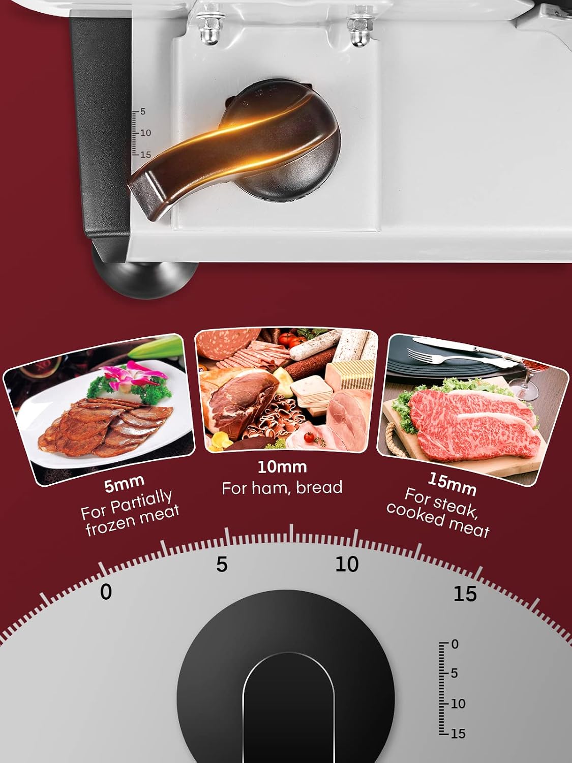 FOHERE 200W Meat Slicer 7.5" Serrated+Smooth Blades &amp; Adjustable Thickness