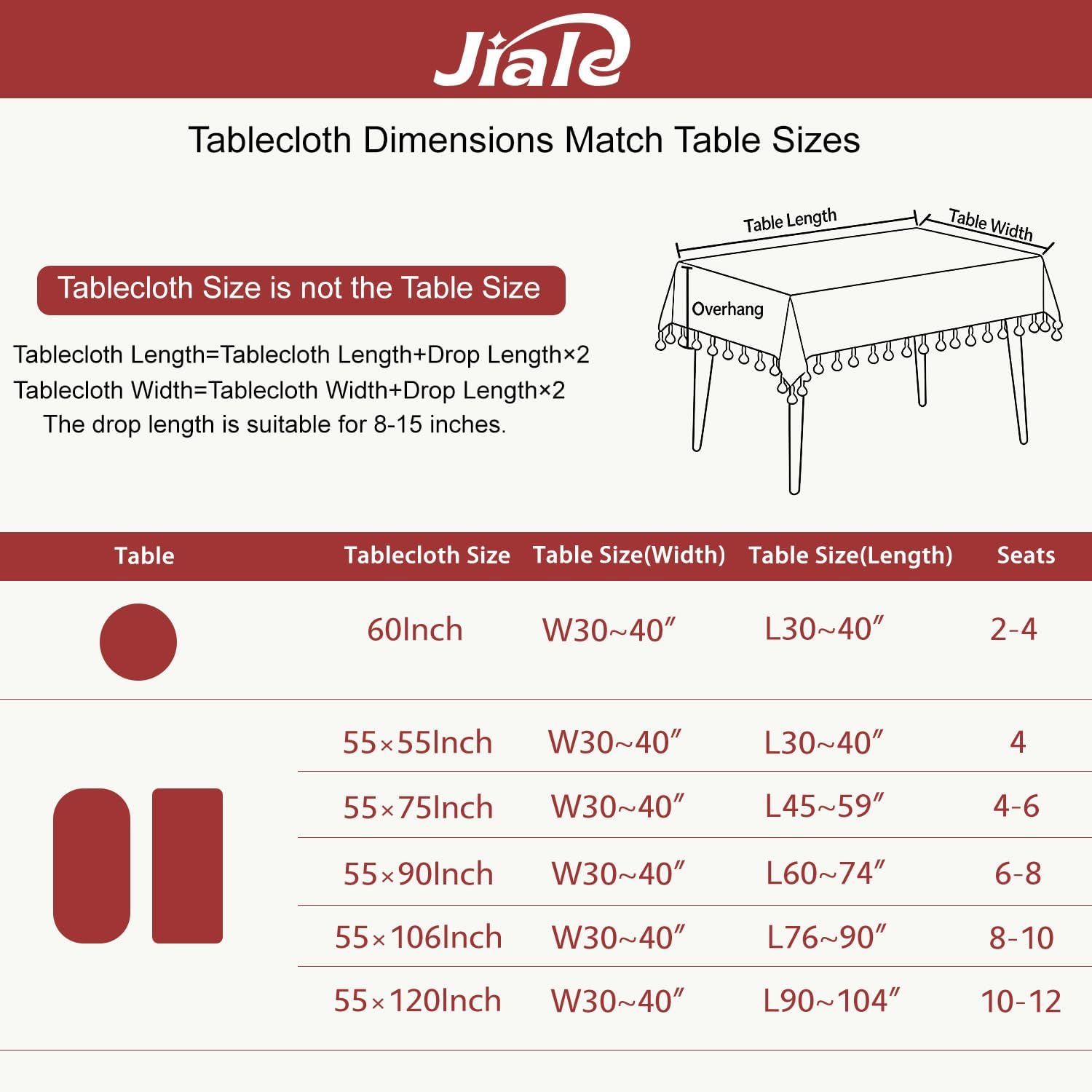 JIALE Gingham Tablecloth Square Cotton Linen Fabric Checkered Table Cloth with Tassel Washable Wrinkle Free Buffalo Plai