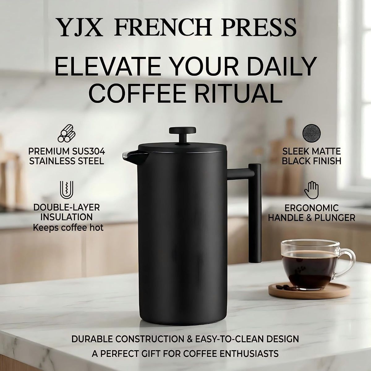 YJX 34oz Black Coffee Maker