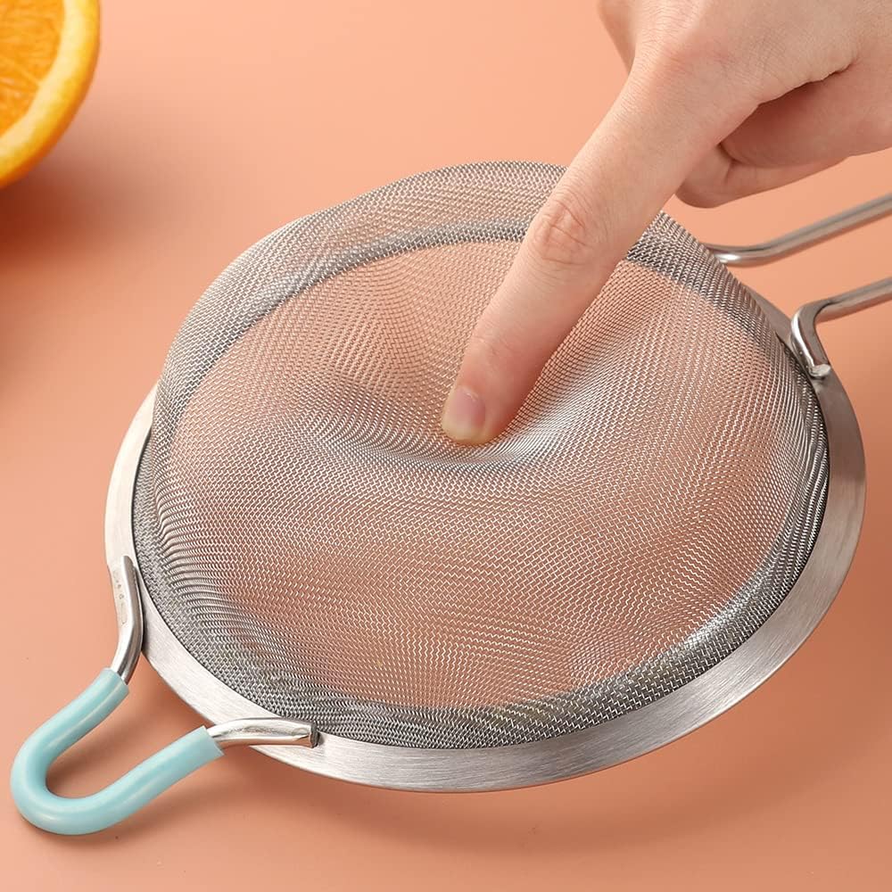 304 Stainless Steel Fine Mesh Strainers for Kitchen, Colander-Skimmer with Handle, Sieve Sifters for Food, Tea, Rice, Oil, Noodles, Fruits, Vegetable