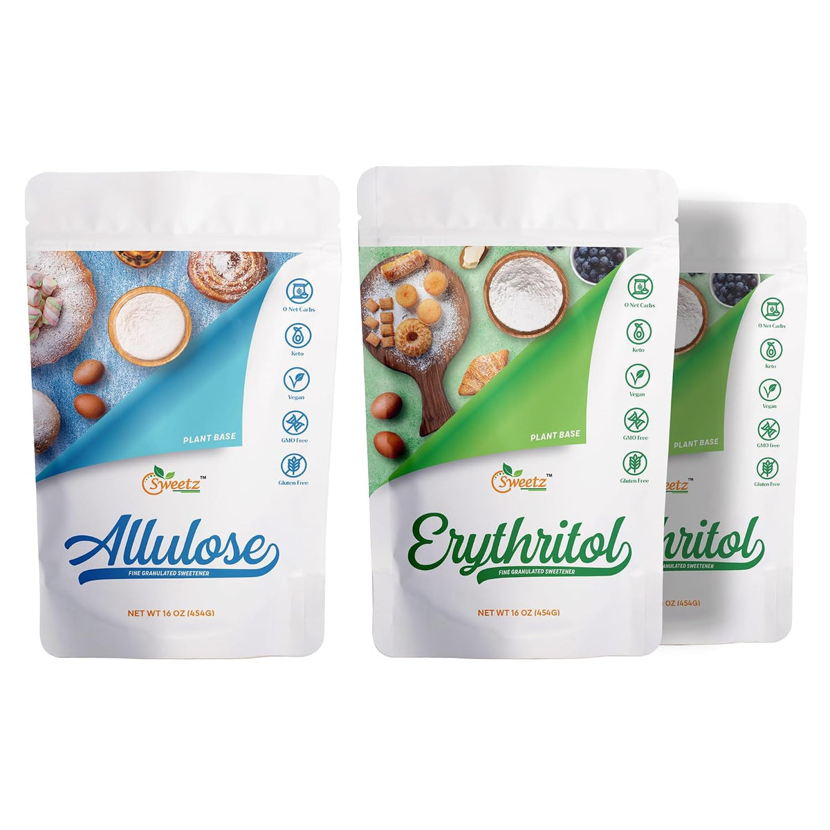 All Purpose Sweeteners: Erythritol 2-Pack &amp; Allulose 1-Pack. Total Servings 342; Zero Calorie Sweeteners, Sugar-Free Substitute for Baking, Smoothies, Coffee; Low Carb Keto Diet Friendly Food | ERY2–ALU1–MPK3, 1LB/Each
