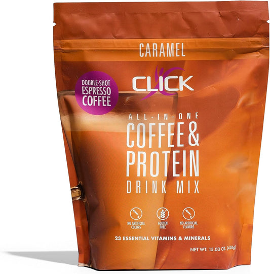Click Coffee Protein Powder | Double Shot Espresso | 16g Protein | 23 Essential Vitamins | Low Calorie Meal Replacement |