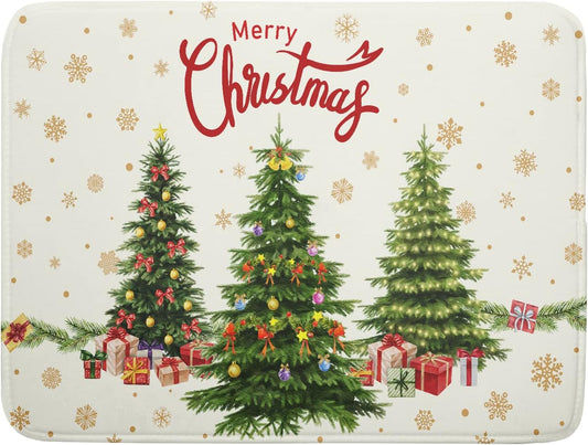 Merry Christmas Dish Drying Mats for Kitchen Counter 16x18 Inch Christmas Tree Dish Drainer Mats Dry Pad Xmas Forest Drying