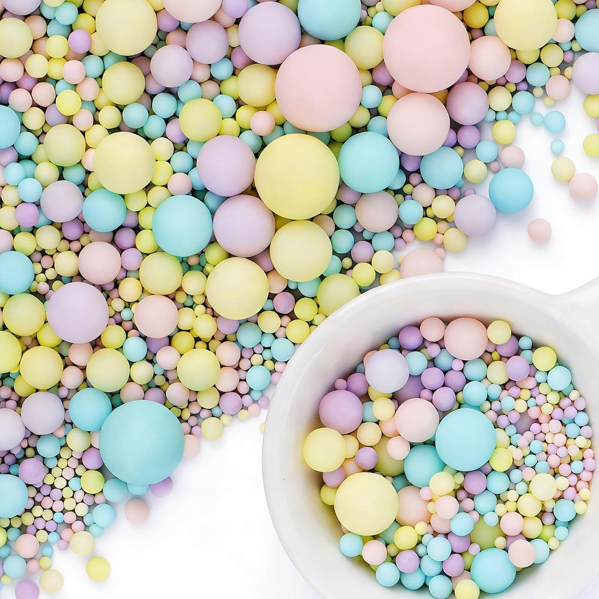 Pastel Sprinkles for Cake Decorating, 6 Sizes Edible Pearls Sprinkles