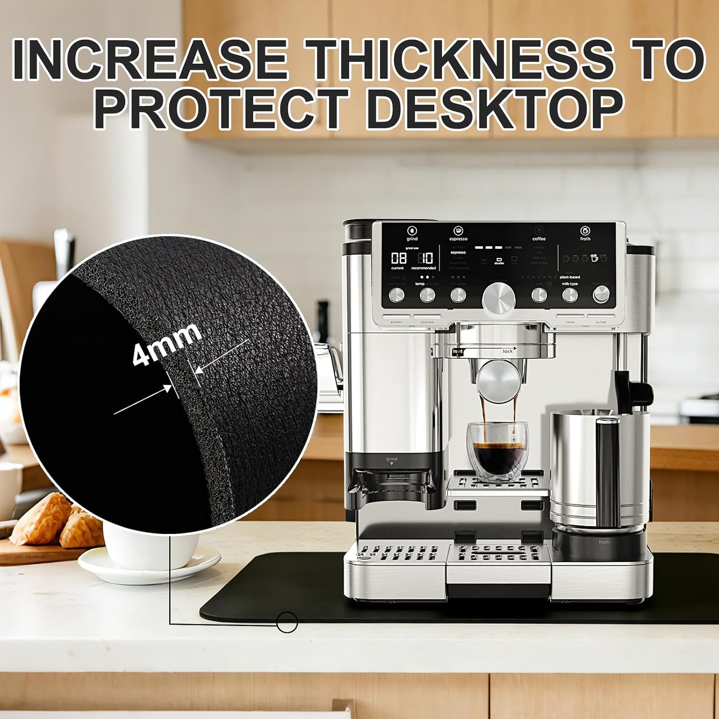 Espresso Coffee Mat for Ninja Luxe Cafe Accessories Breville Espresso Machine Accessories, 12x19 Inch Coffee Bar Mat for Countertop for Ninja Coffee Maker, Black