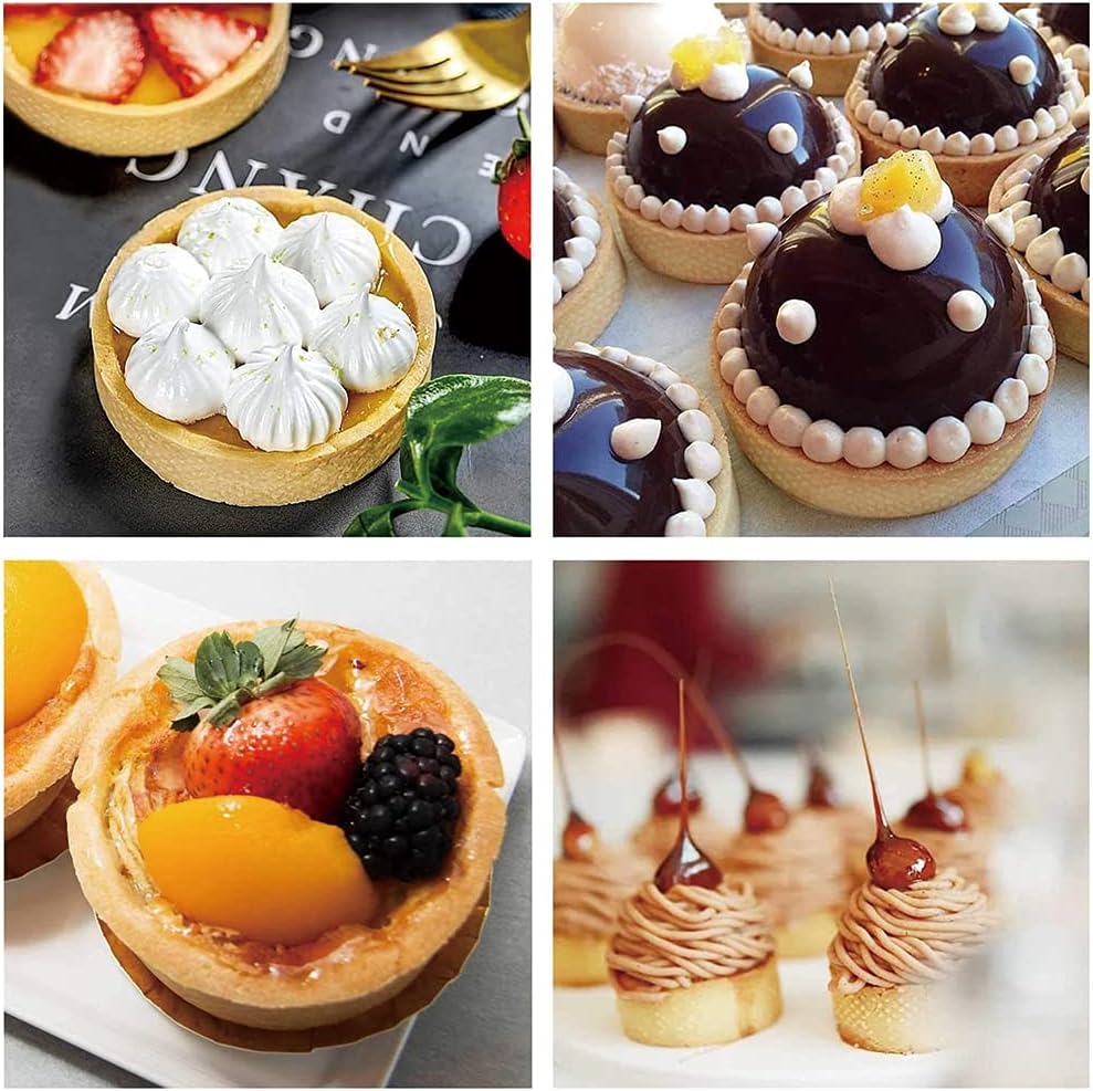 6pcs 304 Stainless Steel Round Tart Ring 3.15 inch Metal Perforated Cake Mold Pastry Molud for Circle Tartlet French Dessert Small Fruit Tarte Crust