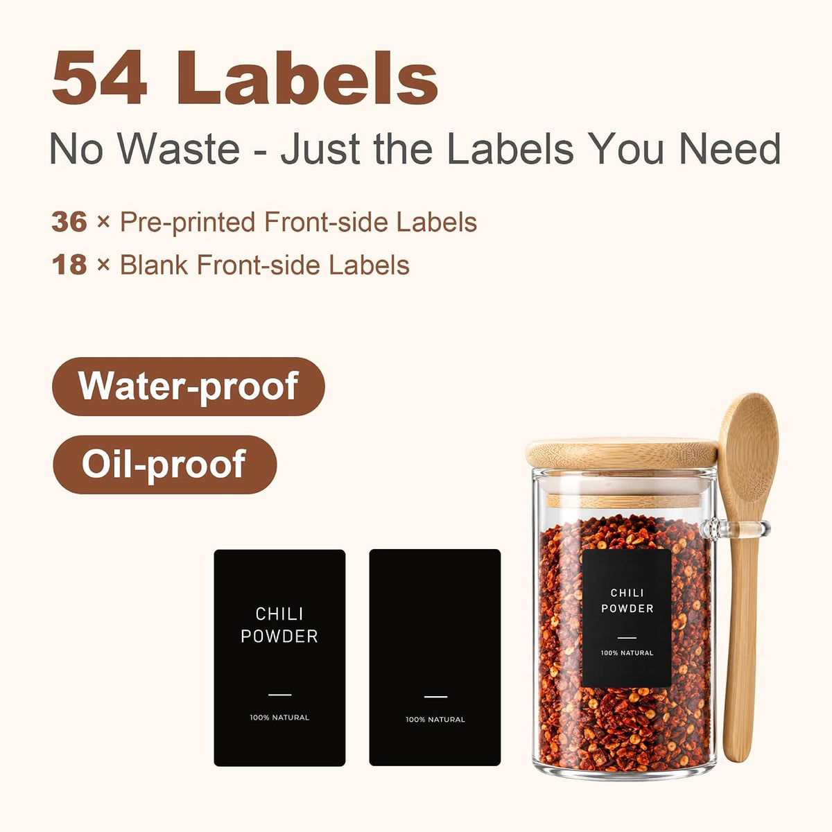 ComSaf Spice Jars with Spoons 8 oz 12 Pack, Seasoning Container with Labels