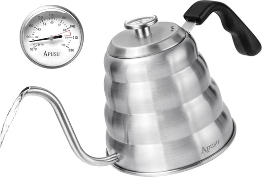 Gooseneck Kettle for Manual Drip Coffee & Tea 40oz Stainless Steel Pour Over Coffee Kettle with Thermometer Tea Kettle for