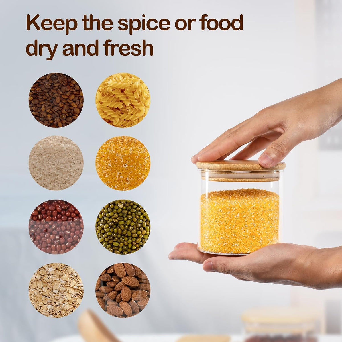 D2scrma 22oz/0.7Qt/650ml Round Glass Storage Containers with Lids 6-Pack